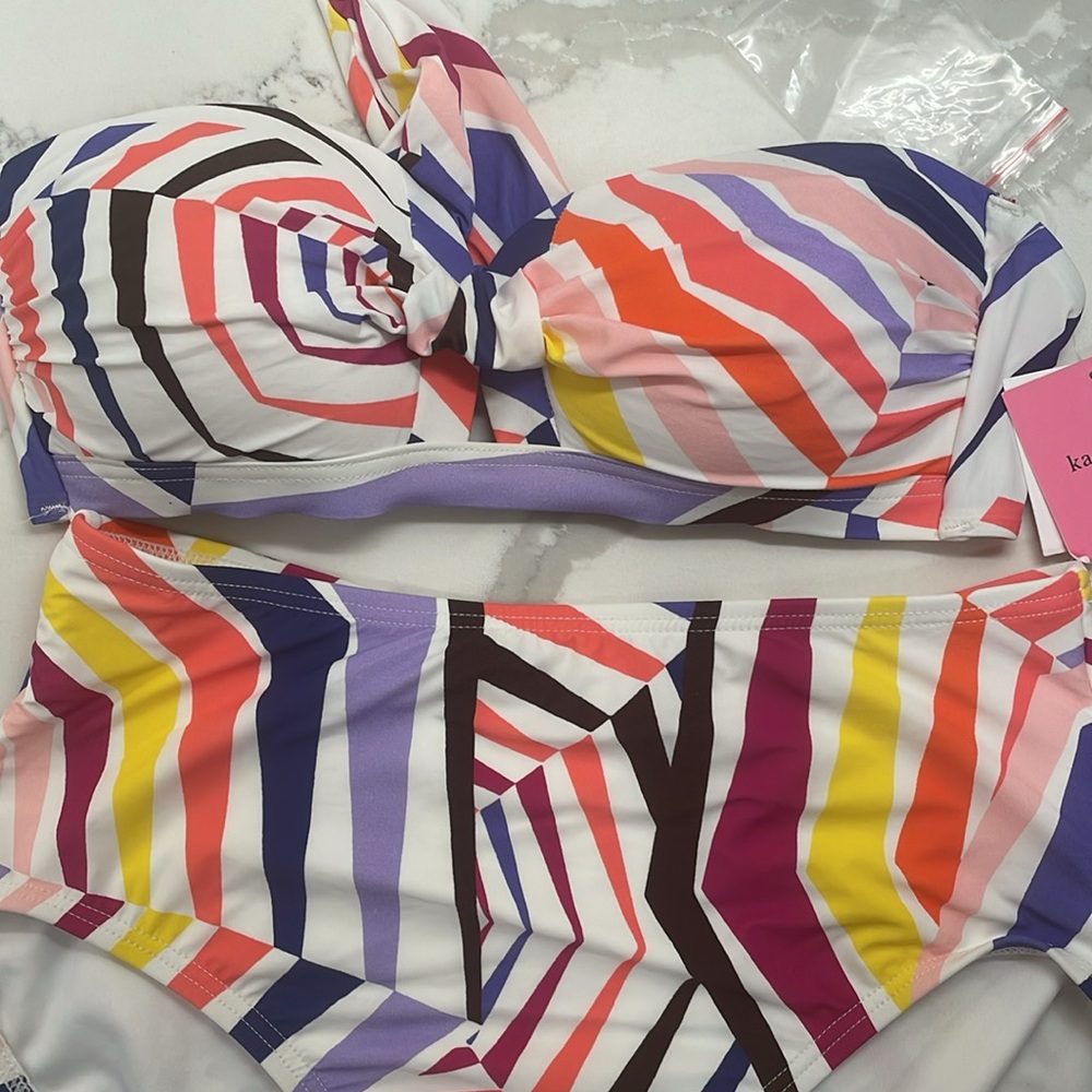Kate Spade New York Bikini swimsuit Geobrella multi color Abstract 2 Piece Small - Picture 3 of 12